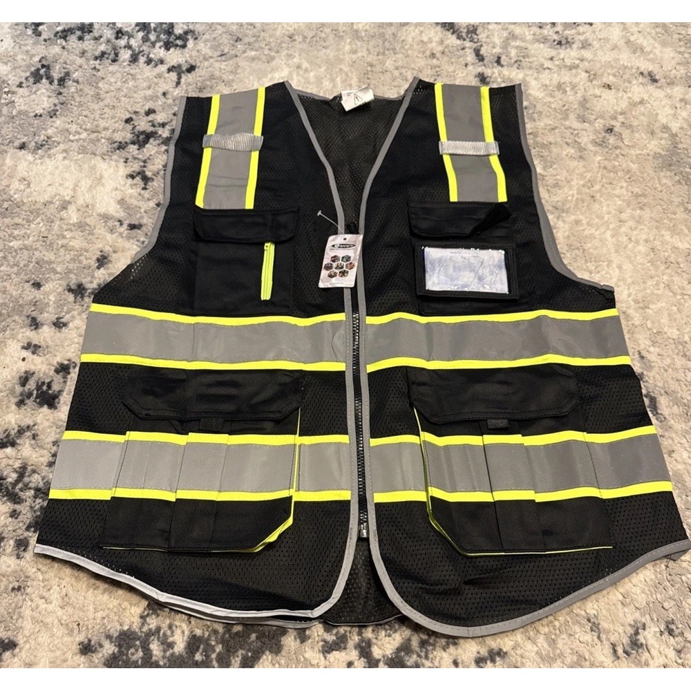 HIGH VISIBILITY Safety Vest  With Dual Tone Reflective Strips Mens Sz Medium